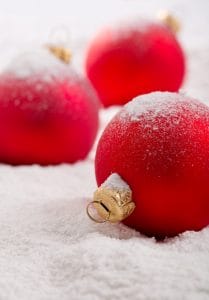 Red christmas baubles