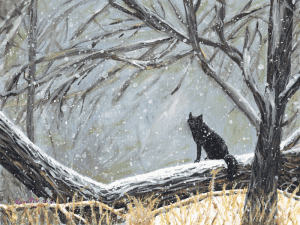 Red Fox in Black Phase Painting