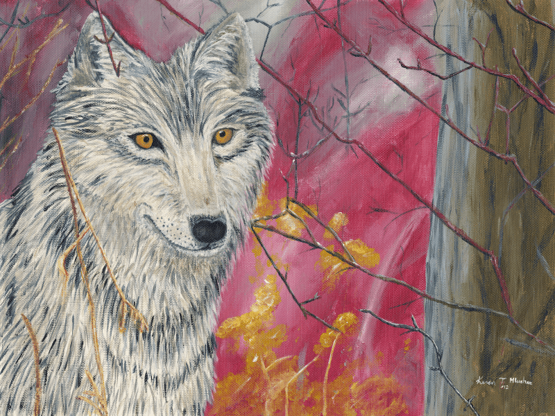 Contented Wolf painting