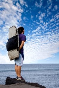 Traveler admiring the sea view