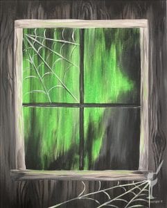 Creepy window with shadow figure