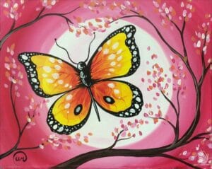 Butterfly with moon and trees